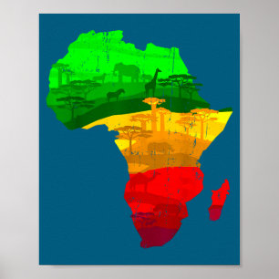 Stolzes Afrika-Karte grün gelb rot afrikanischer S Poster