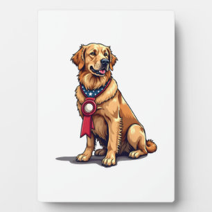 Stolzes amerikanisches Golden Retriever Vintage T- Fotoplatte