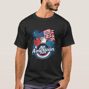 Stolzes amerikanisches Huhn 4. Juli Retro Patrioti T-Shirt
