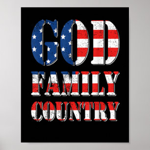 Stolzes amerikanisches US-Flagge Gott Familie Land Poster