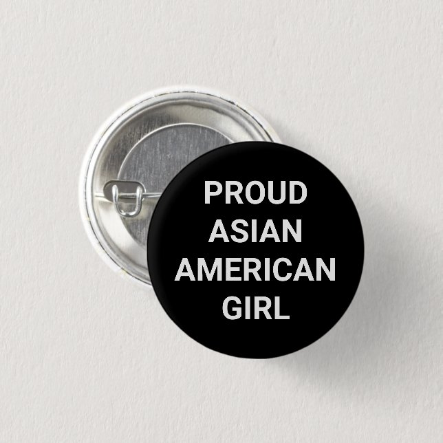 Stolzes asiatisches Mädchen, Schwarz-weiße Taste Button (Vorne & Hinten)