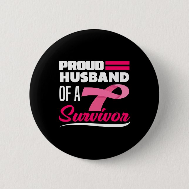 Stolzes Ehemann einer überlebenden Ehefrau Brustkr Button (Vorderseite)