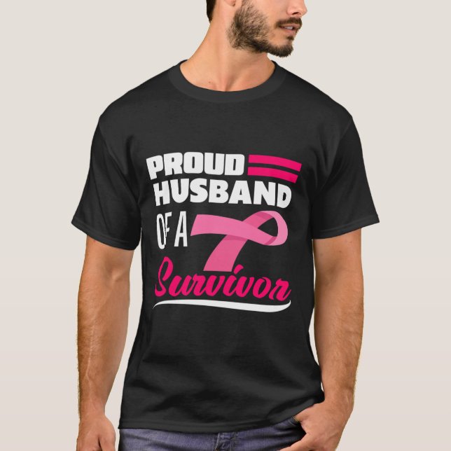 Stolzes Ehemann einer überlebenden Ehefrau Brustkr T-Shirt (Vorderseite)
