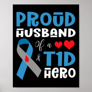 Stolzes Ehemann eines T1d Helden Typ 1 Diabetes Aw Poster