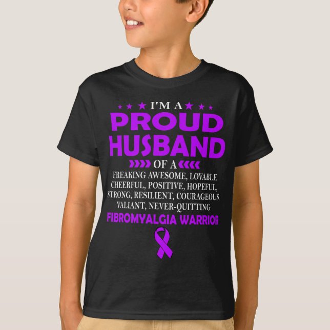 Stolzes Ehemann Fibromyalgie Krieger T T-Shirt (Vorderseite)