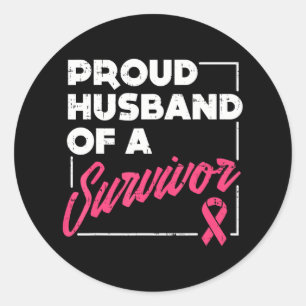 Stolzes Ehemann von Survivor Brustkrebs Bewusstsei Runder Aufkleber