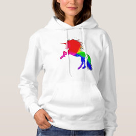 Stolzes Einhorn des farbenfrohen Bleiglasdesigns Hoodie