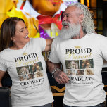 Stolzes Eltern des Graduate T - Shirt<br><div class="desc">Eleganter Abschluss Zeremonie T - Shirt mit einem Absolventen-Mortarboard,  5 Fotos Ihres Sohnes oder Ihrer Tochter,  das Sprichwort "stolze Eltern des Absolventen",  ihren Namen,  Ort des Studiums,  und Klasse Jahr.</div>