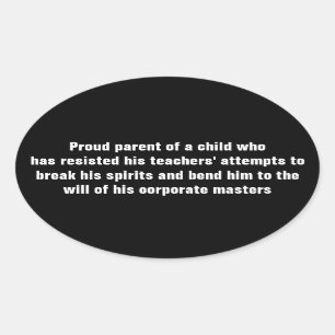Stolzes Elternteil eines Kinderwiderstehens Ovaler Aufkleber