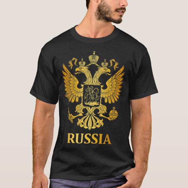 Stolzes Geschenk russischer Emblem-Waffen T-Shirt (Vorderseite)
