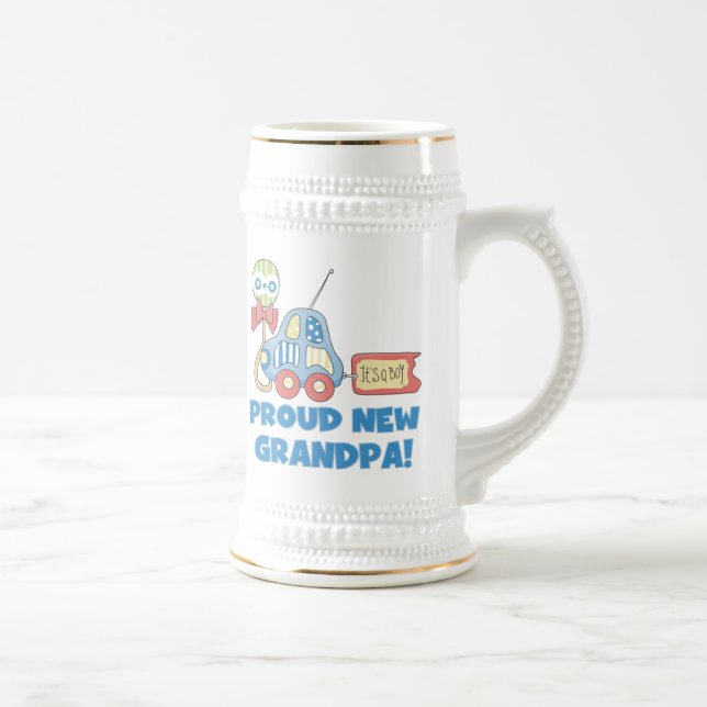 Stolzes neues Opa Car Es ist ein Boy Geschenk Bierglas (Rechts)