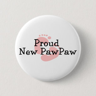 Stolzes neues PawPaw-Baby-Mädchen Fußabdrücke Button