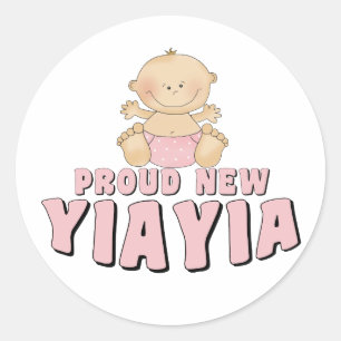 Stolzes neues YiaYia T-Shirt Runder Aufkleber
