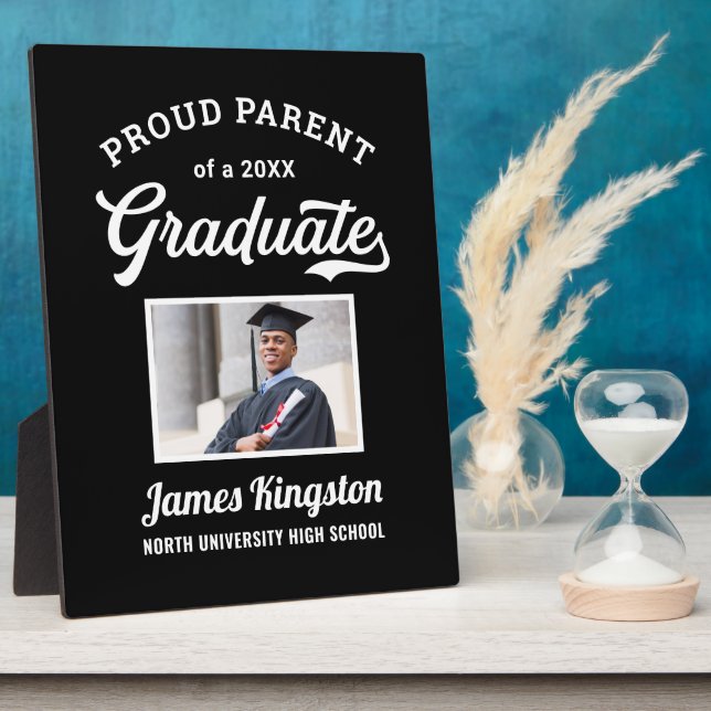Stolzes Parent eines 2025 Graduate Black Custom Fo Fotoplatte (Seite)
