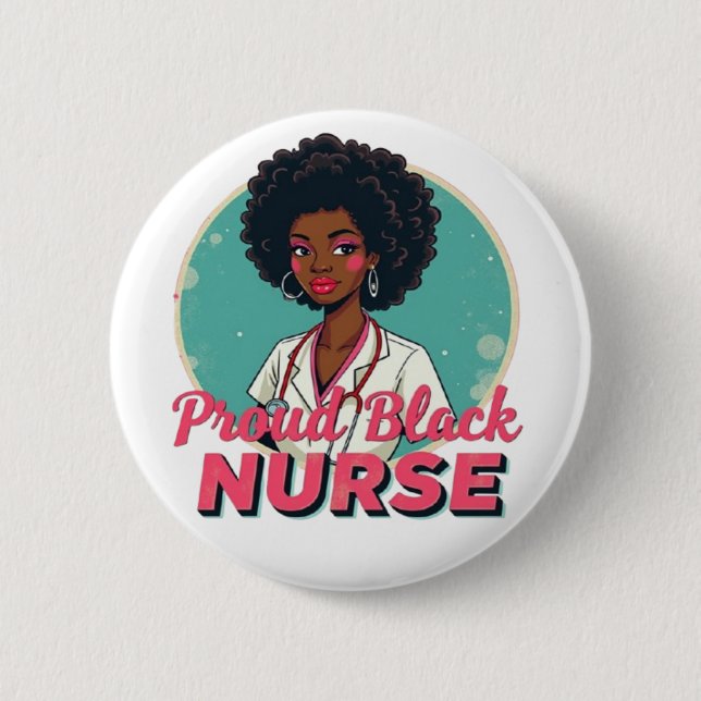 Stolzes schwarzes Pflegekraft-Design Button (Vorderseite)