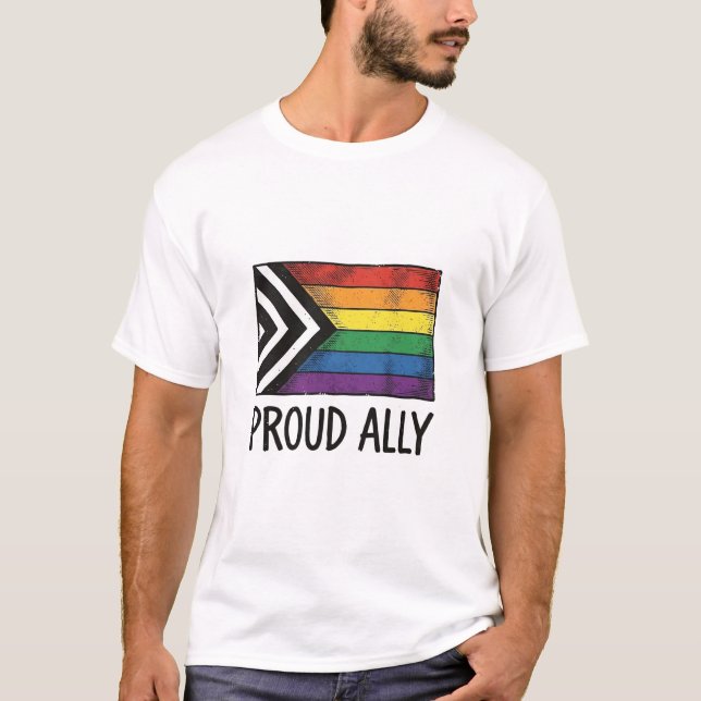 Stolzes Verbündeter Pride Flag Vector T-Shirt Desi (Vorderseite)