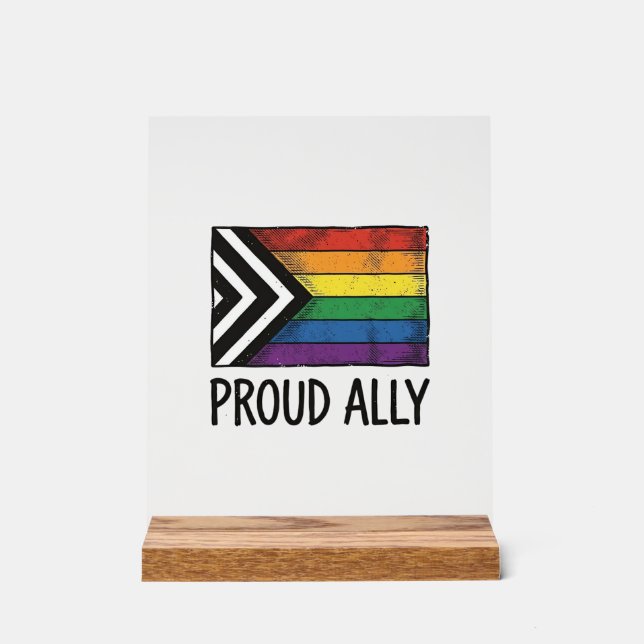 Stolzes Verbündeter Pride Flag Vector T-Shirt Desi Acrylschild (Vorderseite)