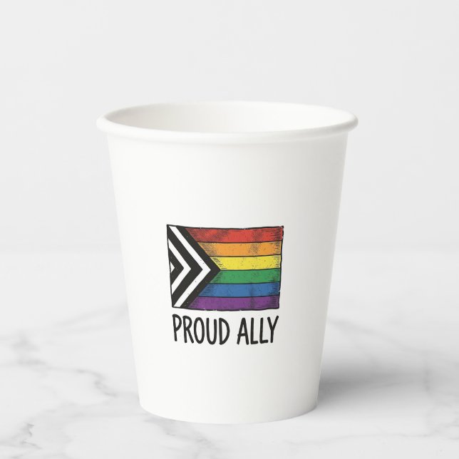 Stolzes Verbündeter Pride Flag Vector T-Shirt Desi Pappbecher (Vorderseite)