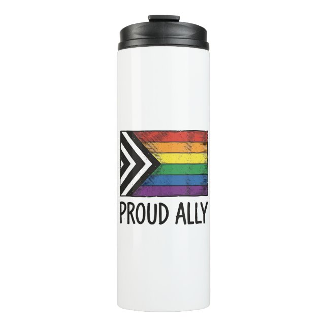 Stolzes Verbündeter Pride Flag Vector T-Shirt Desi Thermosbecher (Vorderseite)