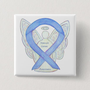 Stomach Cancer Angel Awareness Ribbon Custom Butto Button