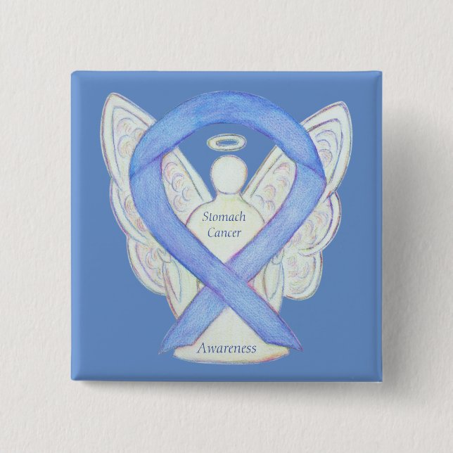 Stomach Cancer Angel Awareness Ribbon Custom Butto Button (Vorderseite)