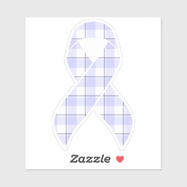 Stomach Cancer Awareness Plaid Periwinkle Ribbon Aufkleber (Blatt)