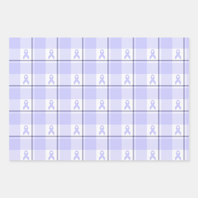 Stomach Cancer Awareness Plaid Periwinkle Ribbon Geschenkpapier Set (Vorderseite)