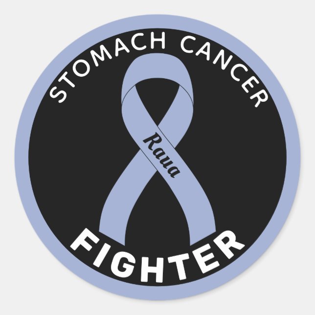 Stomach Cancer Fighter Ribbon Black Round Sticker (Vorderseite)