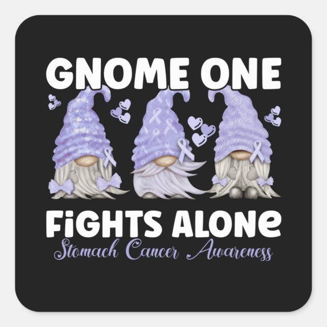 Stomach Cancer Periwinkle Blue Ribbon Gnome Quadratischer Aufkleber (Vorderseite)