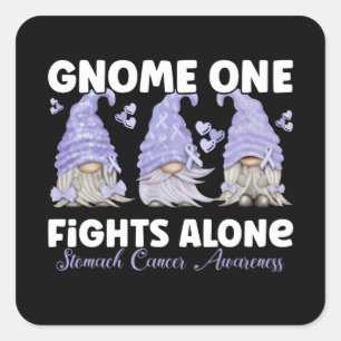 Stomach Cancer Periwinkle Blue Ribbon Gnome Quadratischer Aufkleber