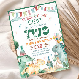 STOMP CHOMP AND CHEW Dinosaurier 2. Geburtstag Einladung