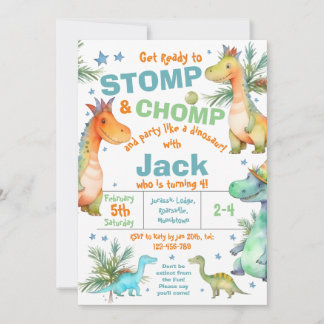 STOMP! CHOMP! Dinosaur-Einladung zur Geburtstagsfe Einladung
