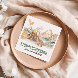 Stomp Chomp Rawr Boy Dinosaur 1. Geburtstags-Party Serviette