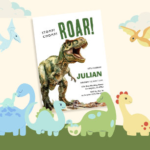 Stomp Chomp Roam Tyrex Geburtstag Einladung