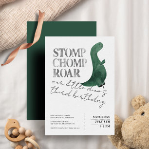 Stomp Chomp Roar Dinosaur 3. Geburtstag Party Boy Einladung