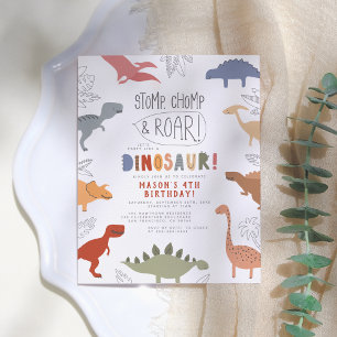 Stomp, Chomp & Roar! Dinosaur Boy Birthday Party Postkarte