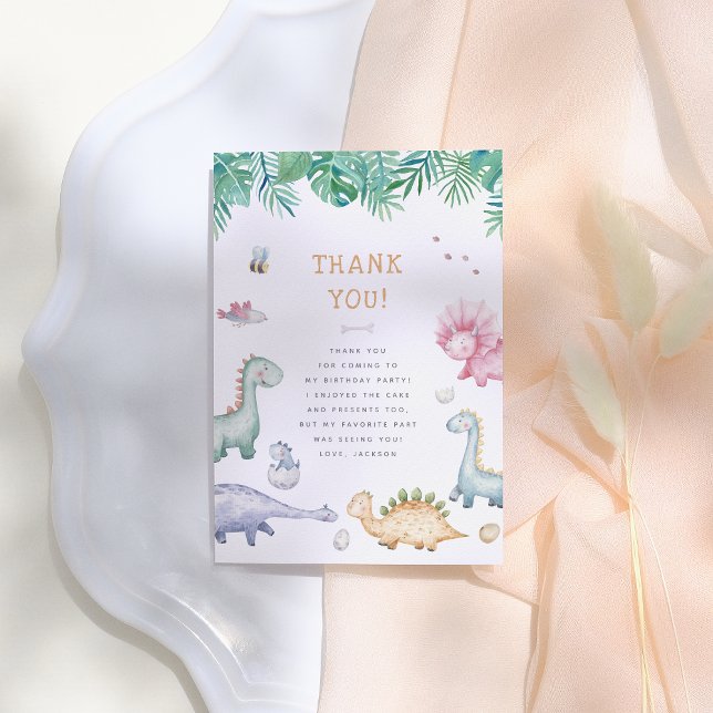 Stomp, Chomp & Roar Dinosaur Boys Birthday Party Dankeskarte (Von Creator hochgeladen)