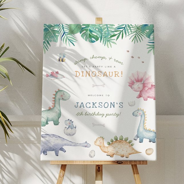 Stomp, Chomp & Roar Dinosaur Boys Geburtstagsparty Poster (Von Creator hochgeladen)