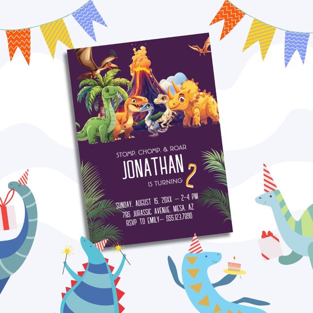 Stomp Chomp Roar Dinosaur Geburtstag Einladung (Von Creator hochgeladen)