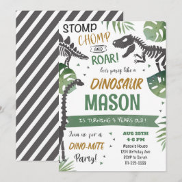 Stomp Chomp Roar Dinosaurier Einladung zum Geburts