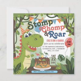 Stomp Chomp Roar Dinosaurier eins a saurus Geburts Einladung