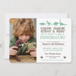 Stomp Chomp ROAR Dinosaurier Foto Geburtstag Einladung
