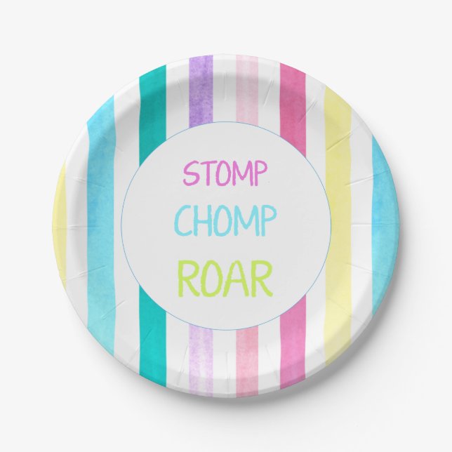 Stomp chomp roar Dinosaurier Thema Pappteller (Vorderseite)