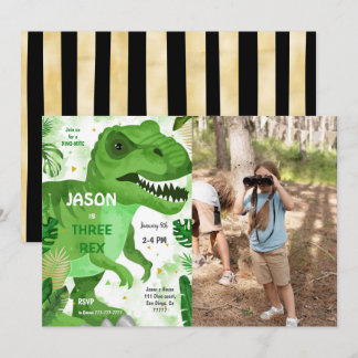 STOMP CHOMP sein Dinosaurier Geburtstags-Foto Einladung