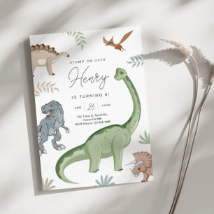 Stomp, Chomp und Brüllen! Geburtstag der Dinosauri Einladung