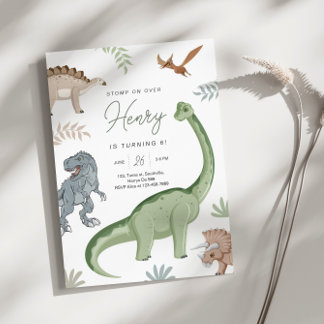 Stomp, Chomp und Brüllen! Geburtstag der Dinosauri Einladung