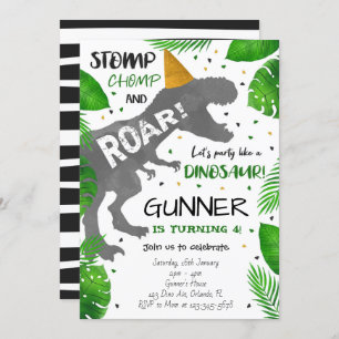 Stomp, Chomp und Roar! Dinosaur Birthday Invite Einladung