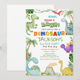 Stomp, Chomp und Roar! Dinosaur Birthday Party Einladung