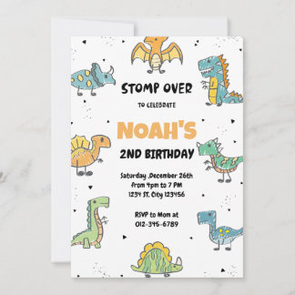 Stomp, Chomp und Roar! Dinosaurier Birthday Party Einladung