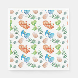 Stomp, Chomp und zwei Aquarell Dinosaurier Geburts Serviette